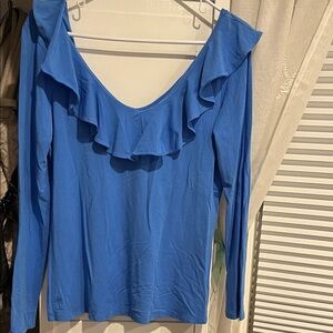 Lilly Pulitzer Royal Blue Ruffle Long Sleeve Top